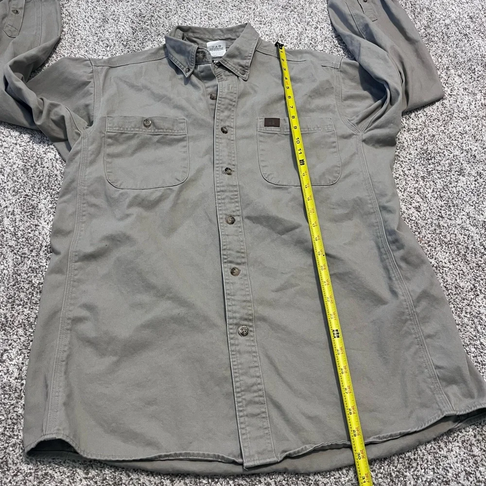 Wrangler Riggs Workwear Button Down Shirt Khaki Cotton Work Shirt Mens - Picture 5 of 12